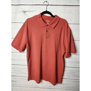 L.L. Bean Mens Casual Polo Shirt Orange Short Sleeve‎ Golf Outdoor 100% Cotton L